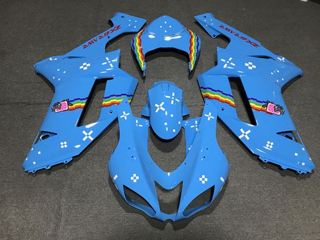 Light Blue Custom Kawasaki ZX6R Fairings 2007-2008 Outlets Light Blue Custom Kawasaki ZX6R Fairings 2007-2008 Outlets