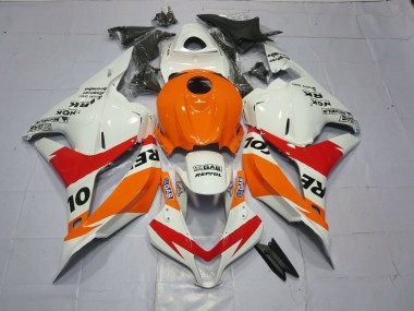 Light Orange and White Repsol Honda CBR600RR Fairings 2009-2012 Outlets