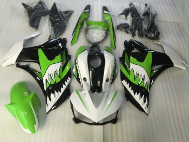 Lime Green and White Shark Yamaha R3 Fairings 2015-2018 Outlets