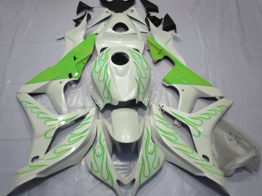 Lime Green Flame on White Honda CBR600RR Fairings 2007-2008 Outlets