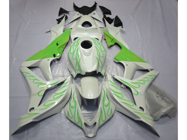 Lime Green Flame on White Honda CBR600RR Fairings 2007-2008 Outlets Lime Green Flame on White Honda CBR600RR Fairings 2007-2008 Outlets