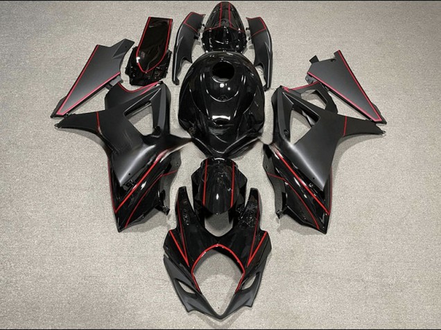 Matte and Gloss Black & Red Trim Suzuki GSXR 1000 Fairings 2007-2008 Outlets Matte and Gloss Black & Red Trim Suzuki GSXR 1000 Fairings 2007-2008 Outlets