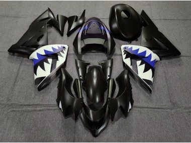 Matte Black and Dark Blue Shark Kawasaki ZX10R Fairings 2004-2005 Outlets