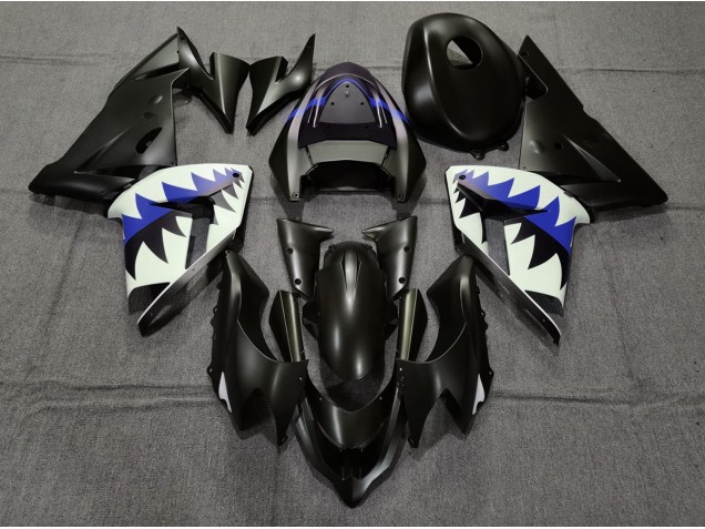Matte Black and Dark Blue Shark Kawasaki ZX10R Fairings 2004-2005 Outlets Matte Black and Dark Blue Shark Kawasaki ZX10R Fairings 2004-2005 Outlets