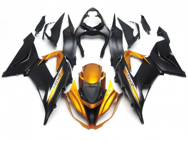 Matte Black and Gold Kawasaki ZX6R Fairings 2013-2018 Outlets Matte Black and Gold Kawasaki ZX6R Fairings 2013-2018 Outlets
