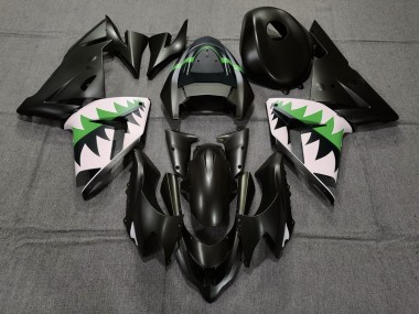 Matte Black and Green Kawasaki ZX10R Fairings 2004-2005 Outlets