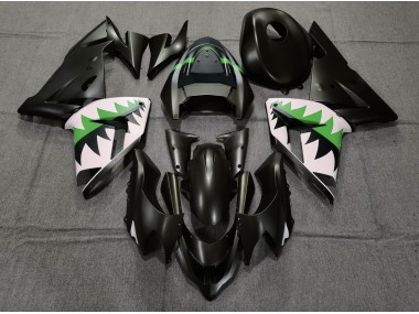 Matte Black and Green Kawasaki ZX10R Fairings 2004-2005 Outlets