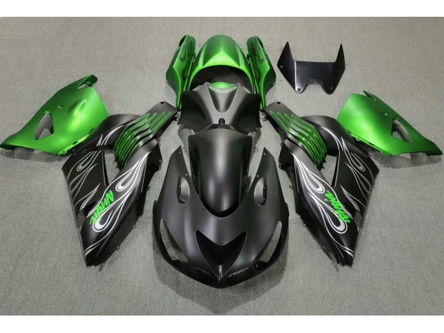 Matte Black and Green Kawasaki ZX14R Fairings 2006-2011 Outlets Matte Black and Green Kawasaki ZX14R Fairings 2006-2011 Outlets
