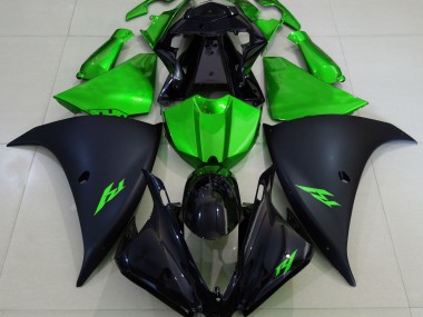Matte Black and Green Yamaha R1 Fairings 2013-2014 Outlets