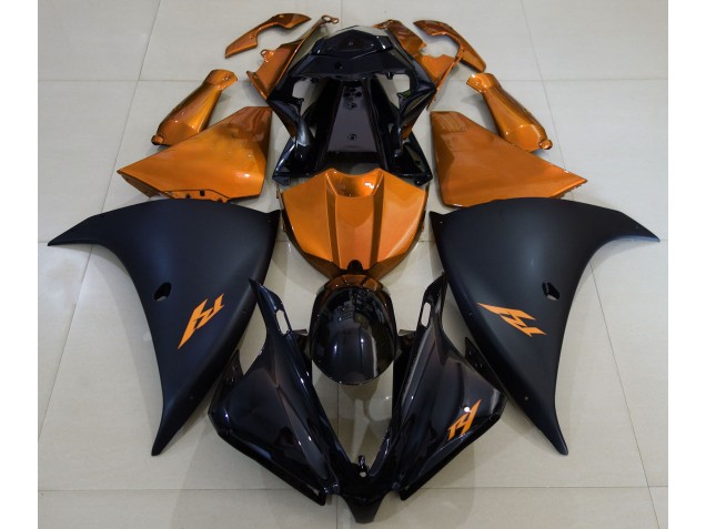 Matte Black and Orange Yamaha R1 Fairings 2013-2014 Outlets