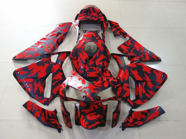 Matte Black and Red Camo Honda CBR600RR Fairings 2003-2004 Outlets Matte Black and Red Camo Honda CBR600RR Fairings 2003-2004 Outlets