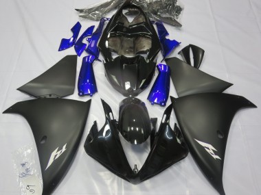 Matte Black & Blue Yamaha R1 Fairings 2009-2012 Outlets