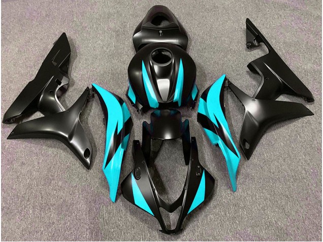 Matte Black & Cyan Design Honda CBR600RR Fairings 2007-2008 Outlets Matte Black & Cyan Design Honda CBR600RR Fairings 2007-2008 Outlets