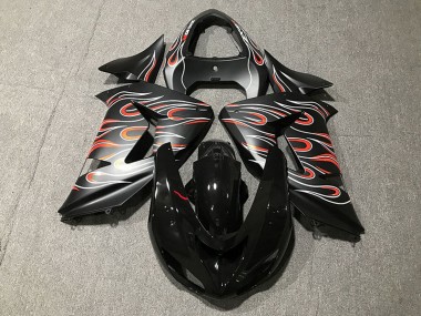 Matte Black & Flame Kawasaki ZX10R Fairings 2006-2007 Outlets