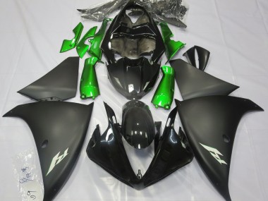 Matte Black & Green Yamaha R1 Fairings 2009-2012 Outlets