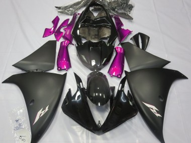 Matte Black & Pink Yamaha R1 Fairings 2009-2012 Outlets