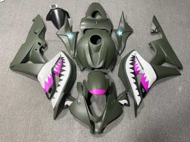 Matte Green & Pink Shark Honda CBR600RR Fairings 2007-2008 Outlets