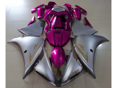 Matte Silver & Pink Yamaha R1 Fairings 2009-2012 Outlets