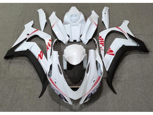 Pearl White & Red Logos Kawasaki ZX10R Fairings 2016-2019 Outlets Pearl White & Red Logos Kawasaki ZX10R Fairings 2016-2019 Outlets