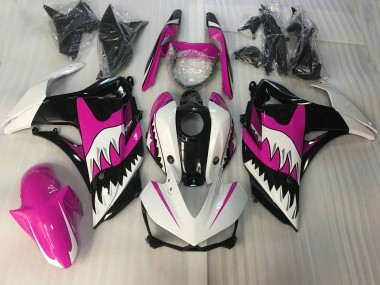 Pink and White Shark Yamaha R3 Fairings 2015-2018 Outlets