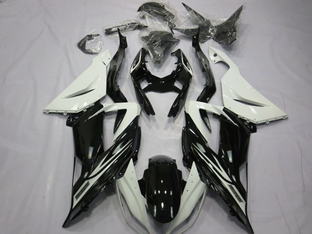 Plain Gloss Black White Kawasaki ZX6R Fairings 2013-2018 Outlets Plain Gloss Black White Kawasaki ZX6R Fairings 2013-2018 Outlets