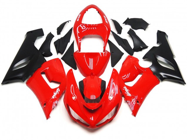 Plain Gloss Red White Decals Kawasaki ZX6R Fairings 2005-2006 Outlets Plain Gloss Red White Decals Kawasaki ZX6R Fairings 2005-2006 Outlets