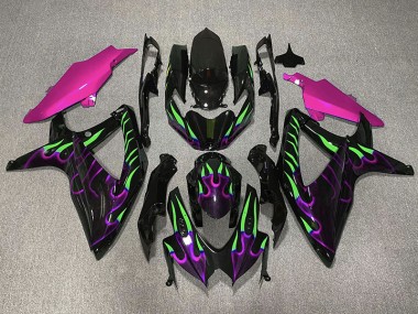 Purple and Green Flame Suzuki GSXR 600-750 Fairings 2008-2010 Outlets