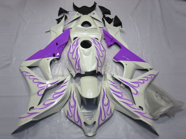 Purple Flame on White Honda CBR600RR Fairings 2007-2008 Outlets Purple Flame on White Honda CBR600RR Fairings 2007-2008 Outlets