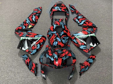 Red and Blue Camo Honda CBR600RR Fairings 2003-2004 Outlets