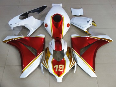 Red and White 19 Honda CBR1000RR Fairings 2008-2011 Outlets