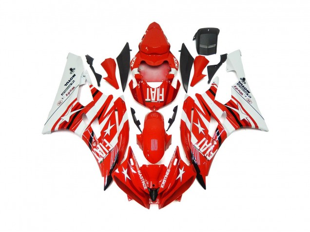 Red and White Star Fiat Yamaha R6 Fairings 2006-2007 Outlets Red and White Star Fiat Yamaha R6 Fairings 2006-2007 Outlets