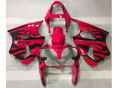 Red & Black Flame Kawasaki ZX6R Fairings 2000-2002 Outlets