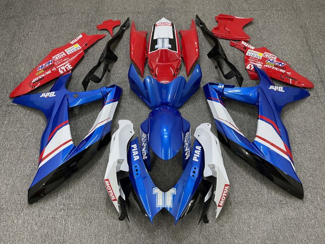 Red Blue and White Gloss Custom Style Suzuki GSXR 600-750 Fairings 2008-2010 Outlets