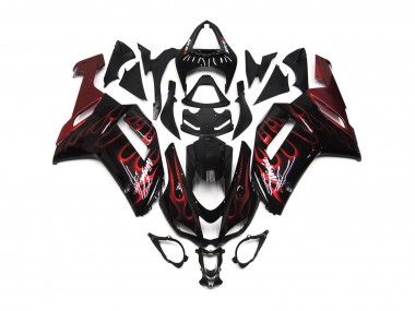 Red Gloss Flame Kawasaki ZX6R Fairings 2007-2008 Outlets