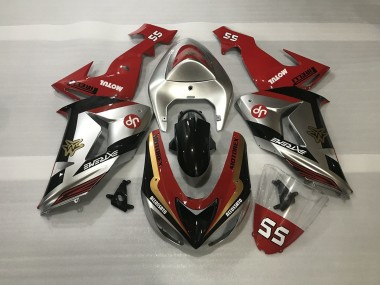 Shiny Silver & Red Kawasaki ZX10R Fairings 2006-2007 Outlets