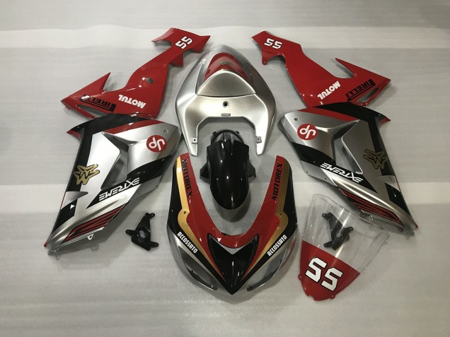 Shiny Silver & Red Kawasaki ZX10R Fairings 2006-2007 Outlets Shiny Silver & Red Kawasaki ZX10R Fairings 2006-2007 Outlets