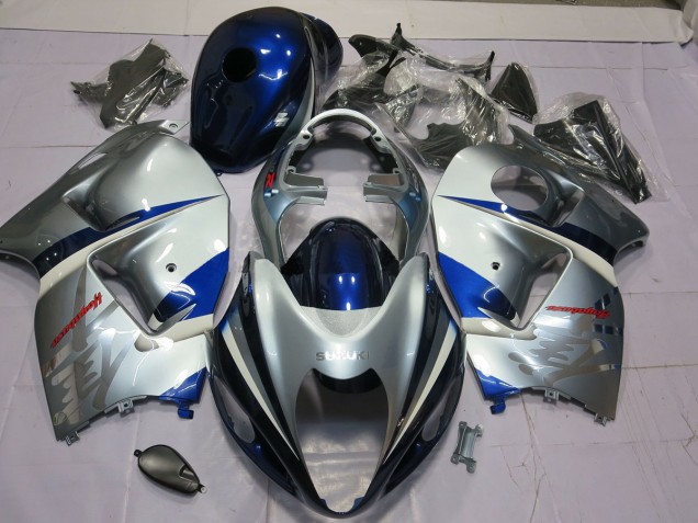 Silver and Blue Suzuki GSXR 1300 Fairings 1997-2007 Outlets Silver and Blue Suzuki GSXR 1300 Fairings 1997-2007 Outlets