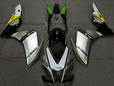 Silver Pirelli & Green Aprilia RSV4 1000 Fairings 2010-2015 Outlets