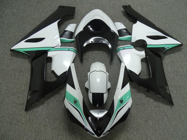 Teal white and Black Kawasaki ZX6R Fairings 2005-2006 Outlets Teal white and Black Kawasaki ZX6R Fairings 2005-2006 Outlets
