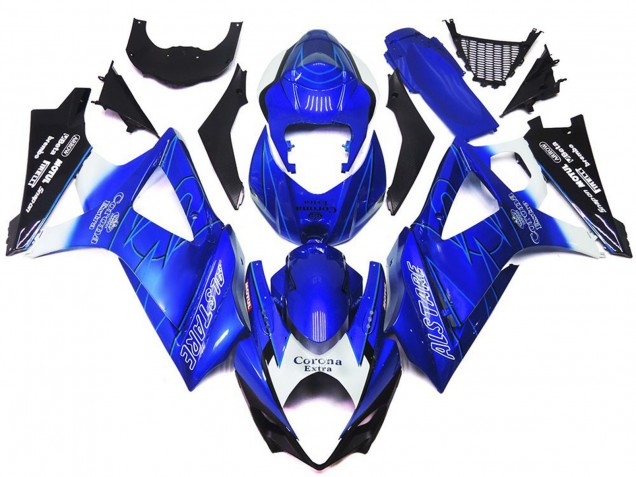 Vibrant Blue with White Corona Suzuki GSXR 1000 Fairings 2007-2008 Outlets Vibrant Blue with White Corona Suzuki GSXR 1000 Fairings 2007-2008 Outlets
