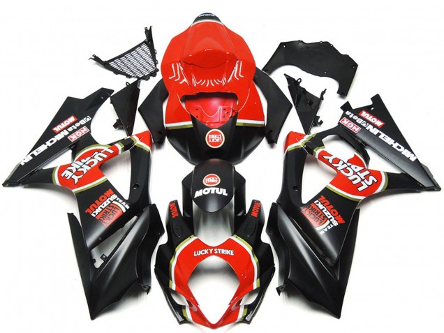 Vibrant Matte Black Custom Lucky Strike Suzuki GSXR 1000 Fairings 2007-2008 Outlets Vibrant Matte Black Custom Lucky Strike Suzuki GSXR 1000 Fairings 2007-2008 Outlets