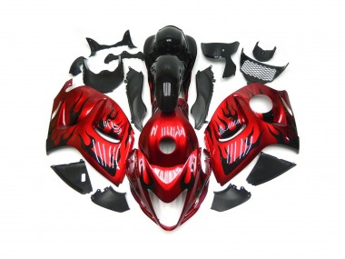 Vibrant Red with Black Flames Suzuki GSXR 1300 Fairings 2008-2019 Outlets
