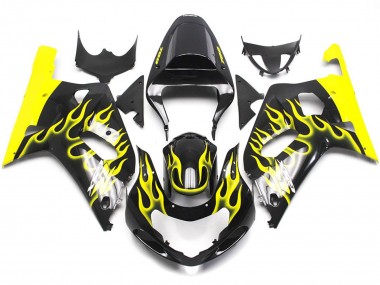 Vibrant Yellow Flame Suzuki GSXR 600-750 Fairings 2001-2003 Outlets