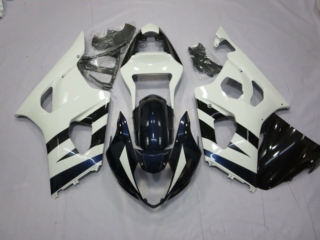 White and Black Suzuki GSXR 1000 Fairings 2003-2004 Outlets White and Black Suzuki GSXR 1000 Fairings 2003-2004 Outlets