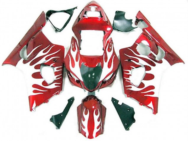 White and Red Flame Suzuki GSXR 1000 Fairings 2003-2004 Outlets White and Red Flame Suzuki GSXR 1000 Fairings 2003-2004 Outlets