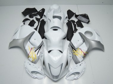 White and Silver Suzuki GSXR 1300 Fairings 2008-2019 Outlets