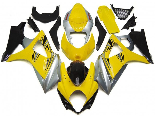 Yellow and Silver OEM Style Suzuki GSXR 1000 Fairings 2007-2008 Outlets Yellow and Silver OEM Style Suzuki GSXR 1000 Fairings 2007-2008 Outlets